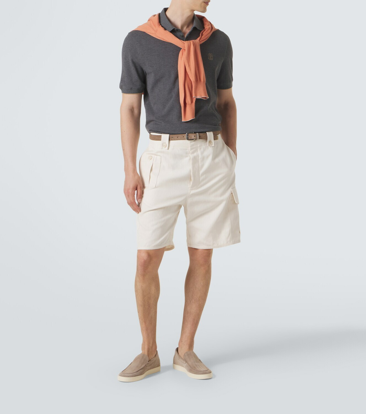 Brunello Cucinelli Chevron suede slip-on shoes