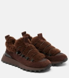 Brunello Cucinelli Monili shearling-trimmed suede sneakers