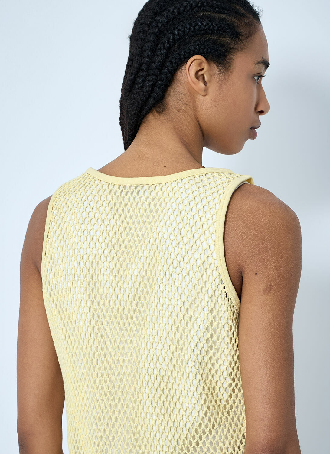 Prada Logo Plaque Open- Knit Tank Top