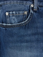 Icon Denim Blue Five Pocket Jeans With Logo Patch On The Back In Denim Man