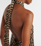 Ganni Leopard-print chiffon maxi dress