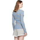 GANNI Gray & Blue Stripe Long-Sleeve T-shirt