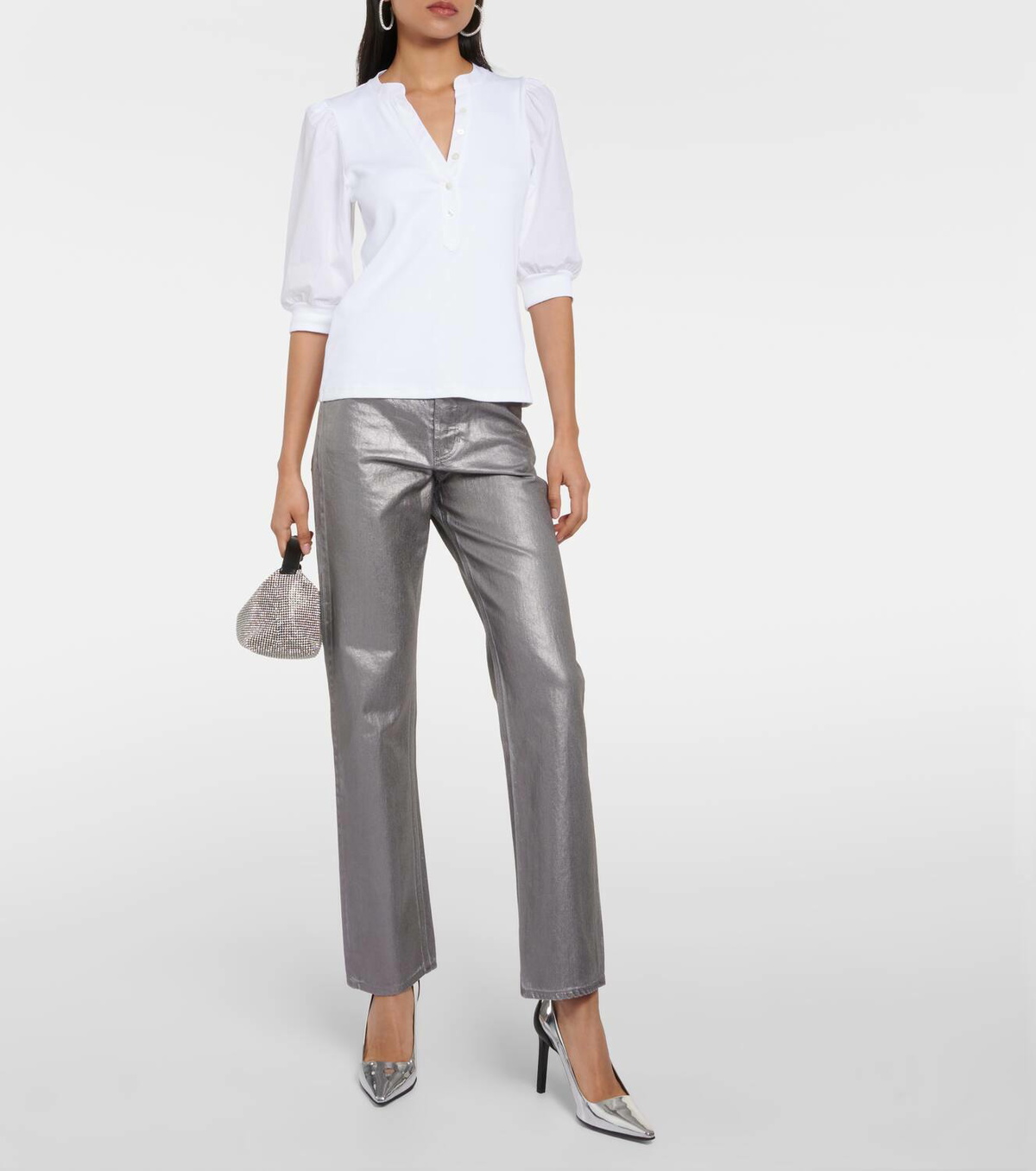 Veronica Puff Top Dark Grey Melange