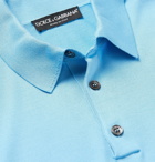 DOLCE & GABBANA - Slim-Fit Silk Polo Shirt - Blue