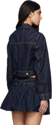 GANNI Navy Cropped Denim Jacket