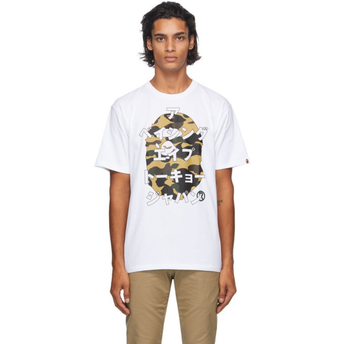 Photo: BAPE White 1st Camo Katakana T-Shirt