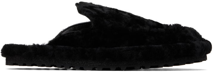Photo: Dries Van Noten Black Shearling Slippers