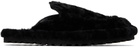 Dries Van Noten Black Shearling Slippers