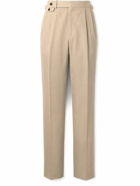 Dunhill - Straight-Leg Pleated Cotton and Cashmere-Blend Twill Suit Trousers - Neutrals