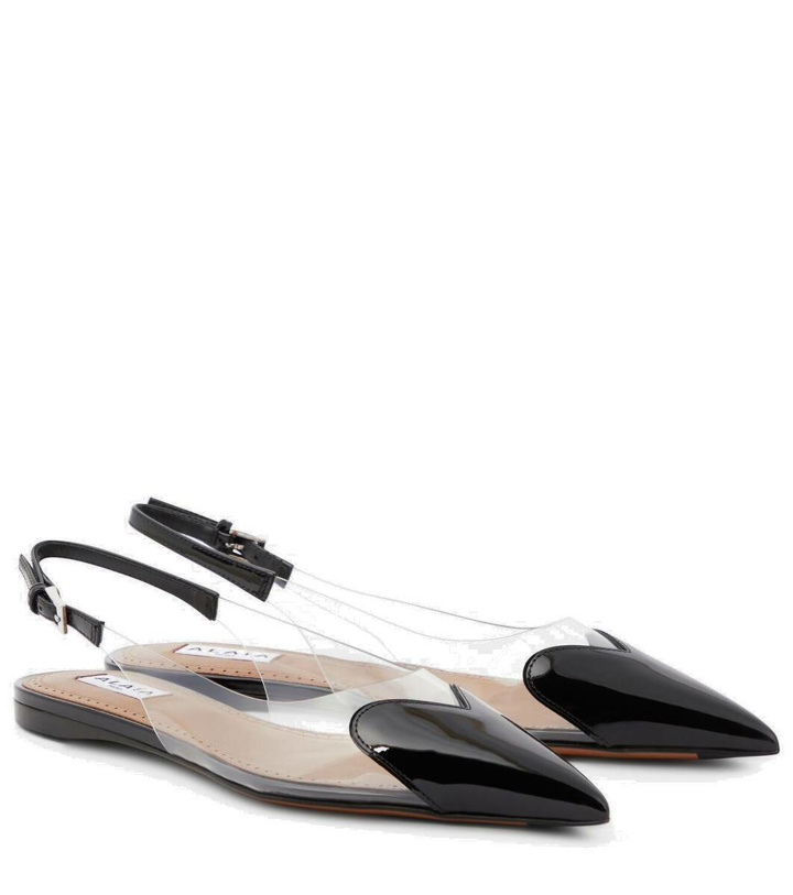 Photo: Alaïa Le Cœur patent leather and PU slingback flats