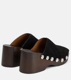 Ganni - Embellished suede clogs