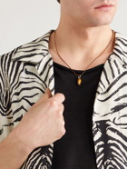 Fernando Jorge - 18-Karat Gold, Leather and Tiger's Eye Pendant Necklace