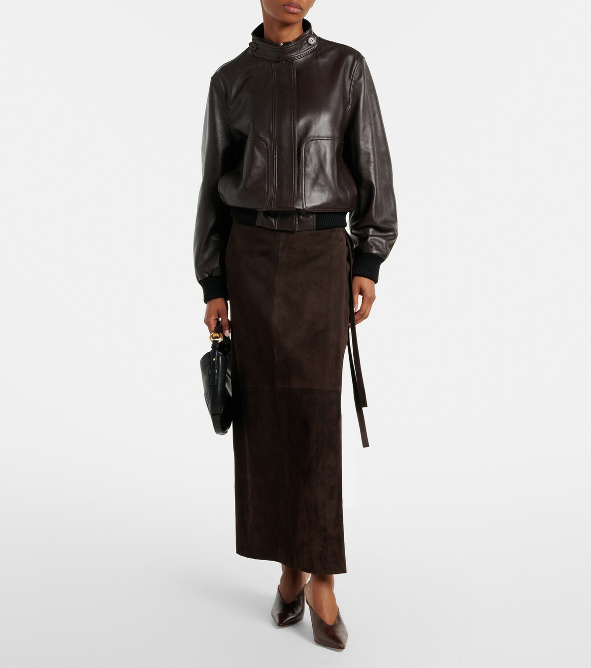 Nour Hammour Suede wrap skirt