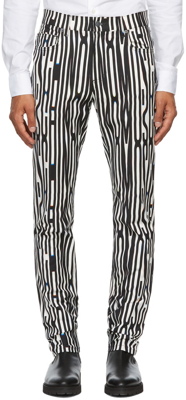 Photo: Moschino White & Black Allover Warped Glitch Lounge Pants