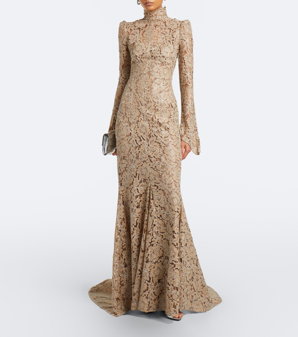 De La Vali Votiva lace lamé gown