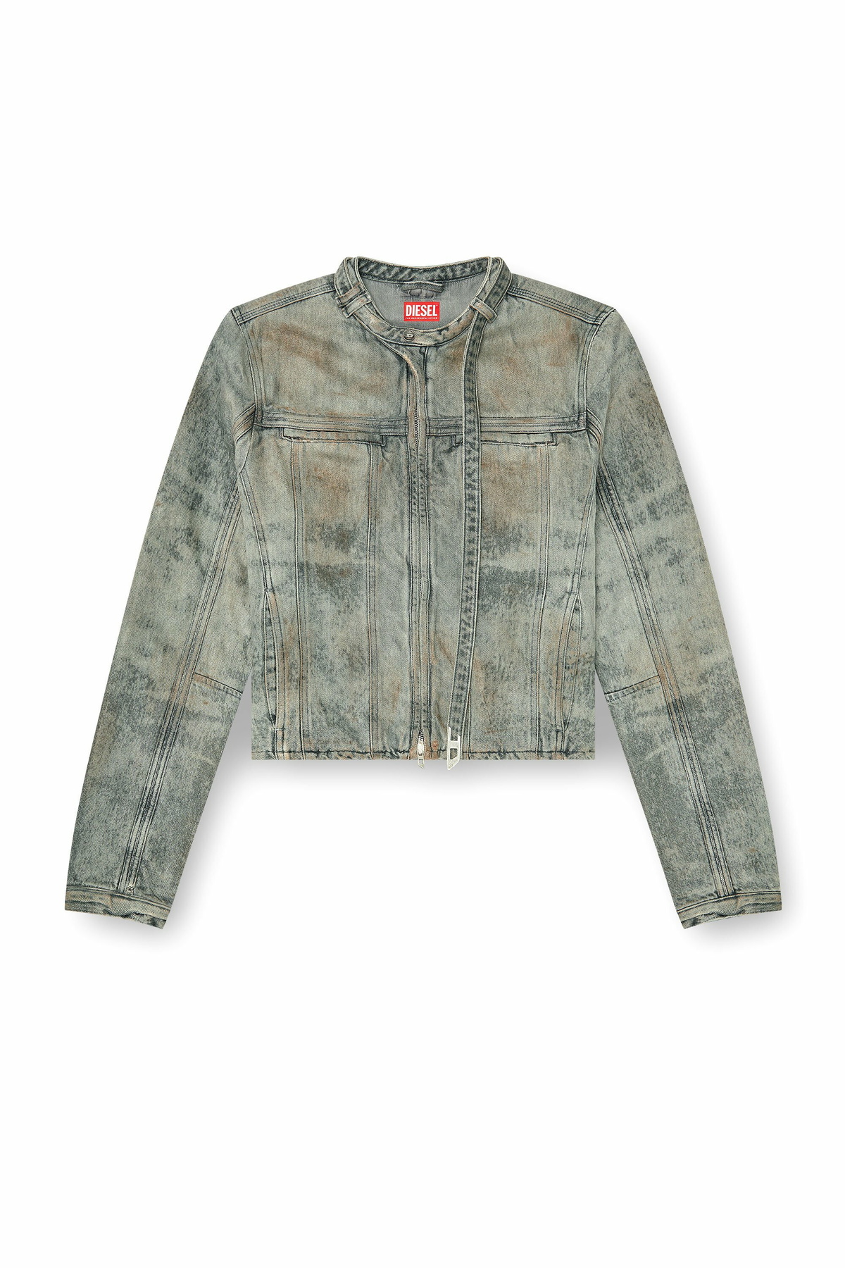 Diesel Jacket in cotton-hemp satin denim - Denim Jackets Mens in Grey
