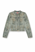 Diesel Jacket in cotton-hemp satin denim - Denim Jackets Mens in Grey