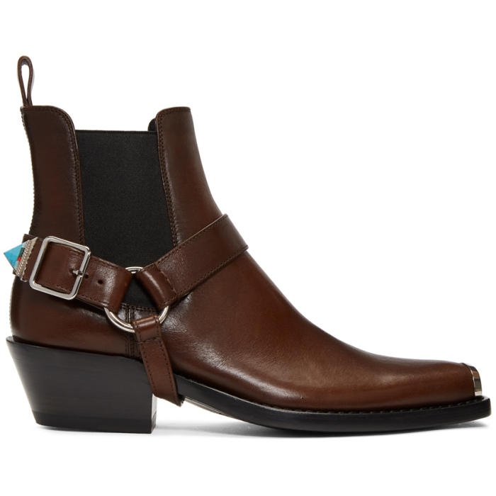 Photo: Calvin Klein 205W39NYC Brown Western Harness Boots 