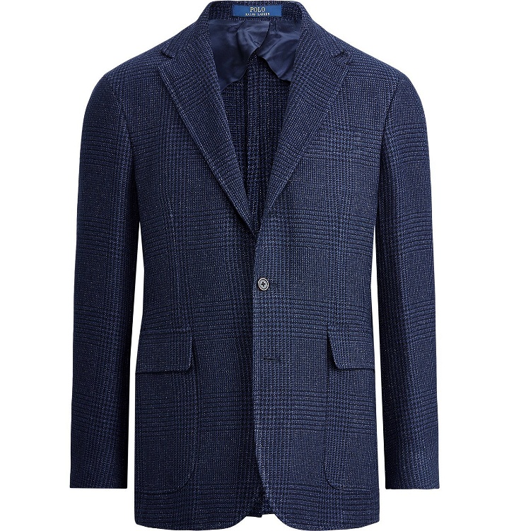 Photo: Polo Ralph Lauren - Slim-Fit Prince of Wales Wool and Linen-Blend Blazer - Blue