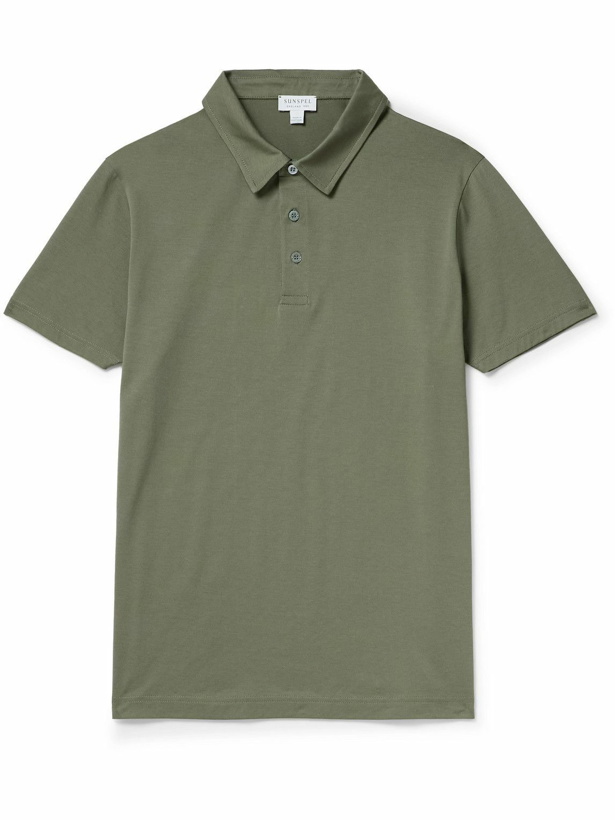 Photo: Sunspel - Cotton-Piqué Polo Shirt - Green