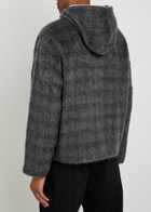 Our Legacy Hooded Checked Brushed Knit Jumper Plum