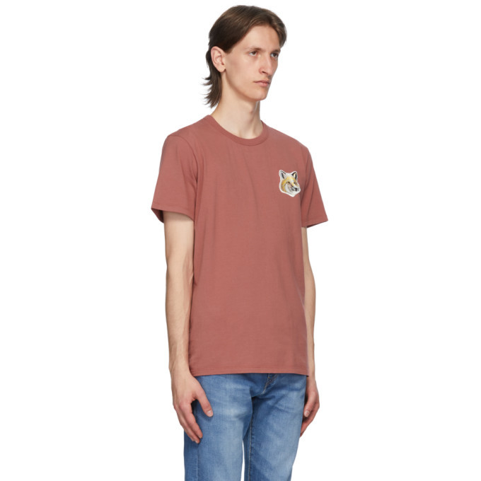 Maison Kitsune Pink Big Pastel Fox Head Patch T-Shirt Maison Kitsune