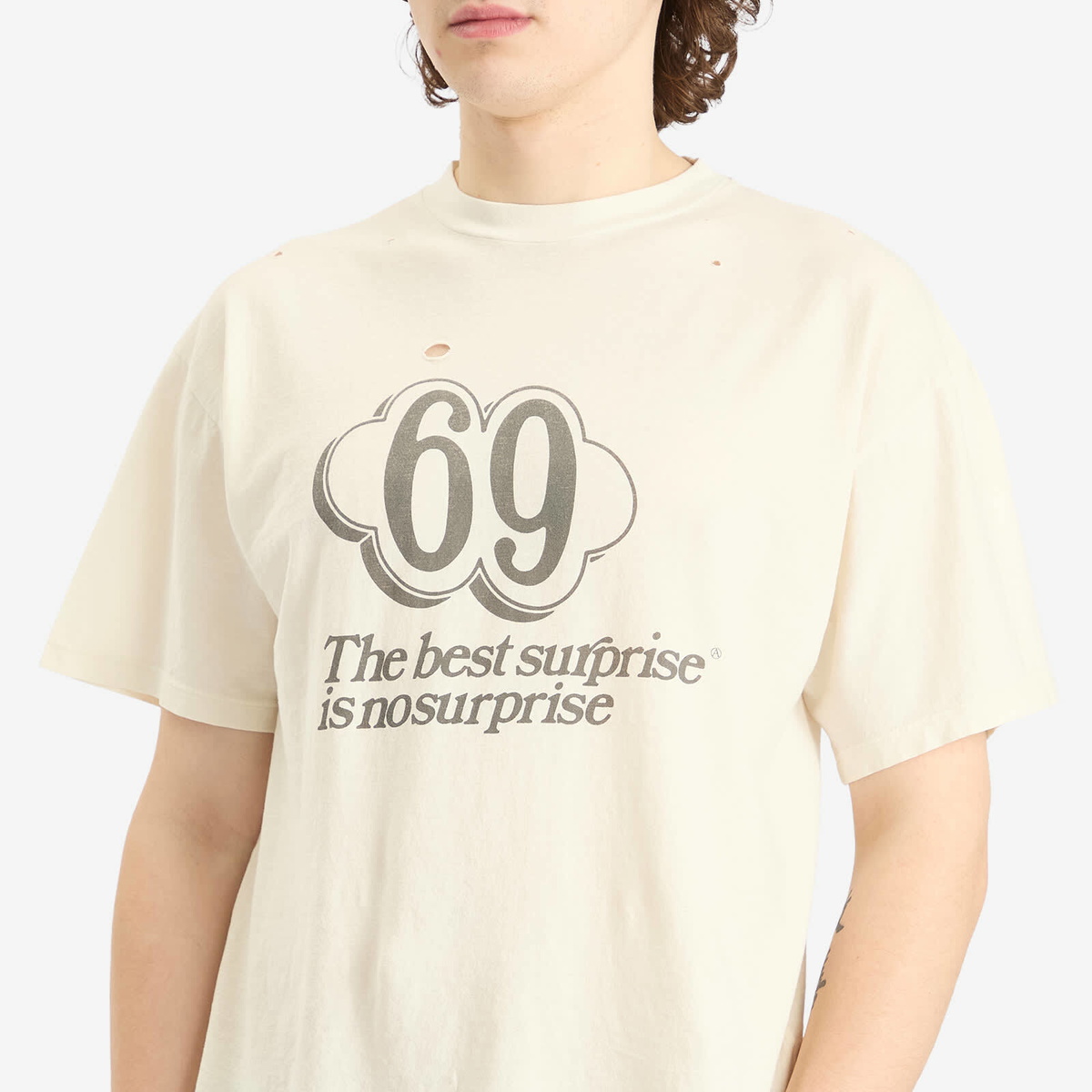 Aries Men's Destroyed 69 T-Shirt in Ecru