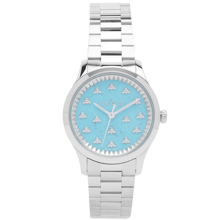 Photo: Gucci Men's G-Timeless Multibee 32mm Watch in Turquoise/Silver