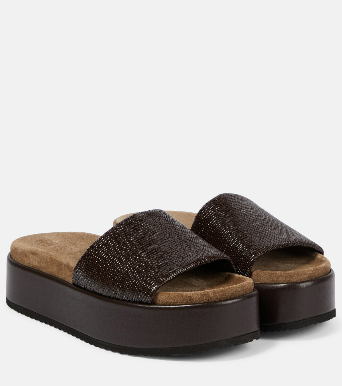 極上リゾート【Brunero Cucinelli】デラヴェバックル付スライド Brunello Cucinelli Square toe sandals for Women - Brown in