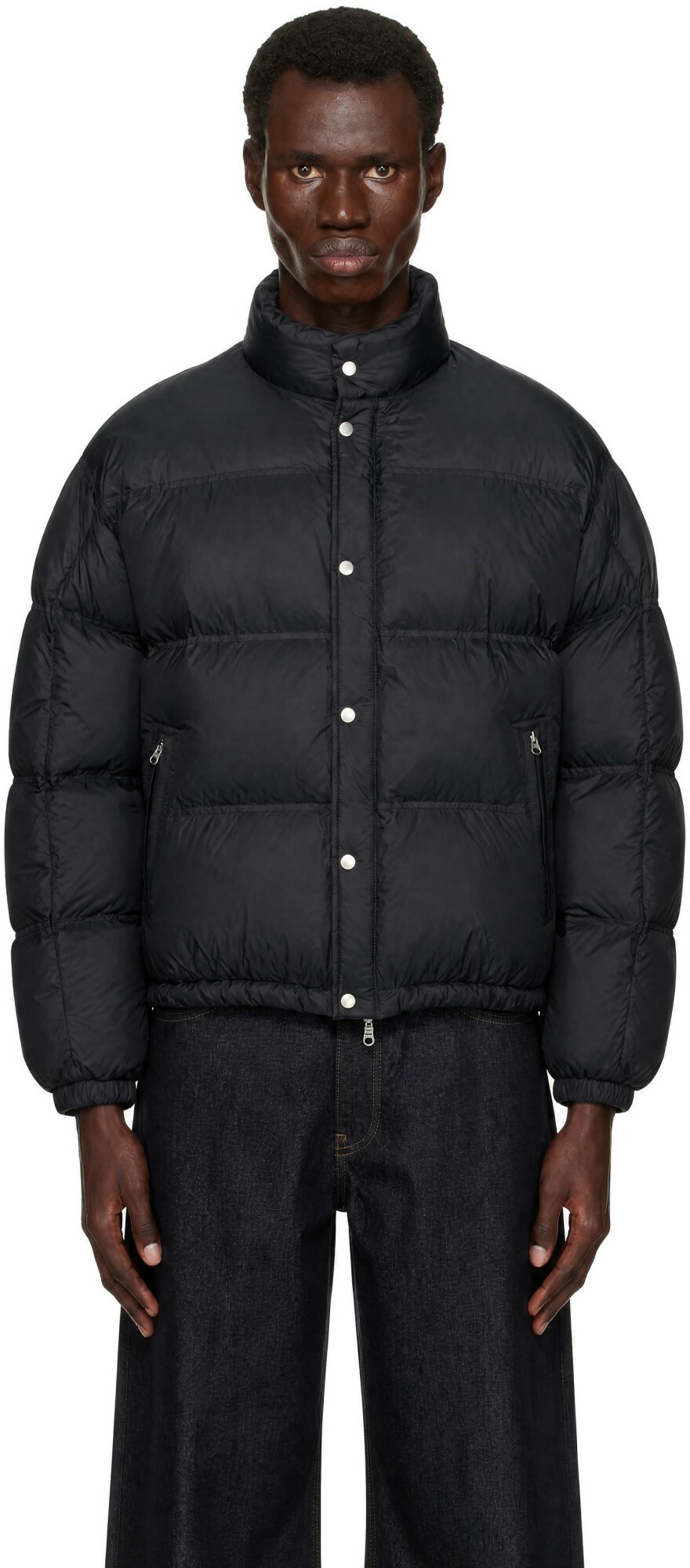 COOR Black Double Stitch Snap Button Down Jacket