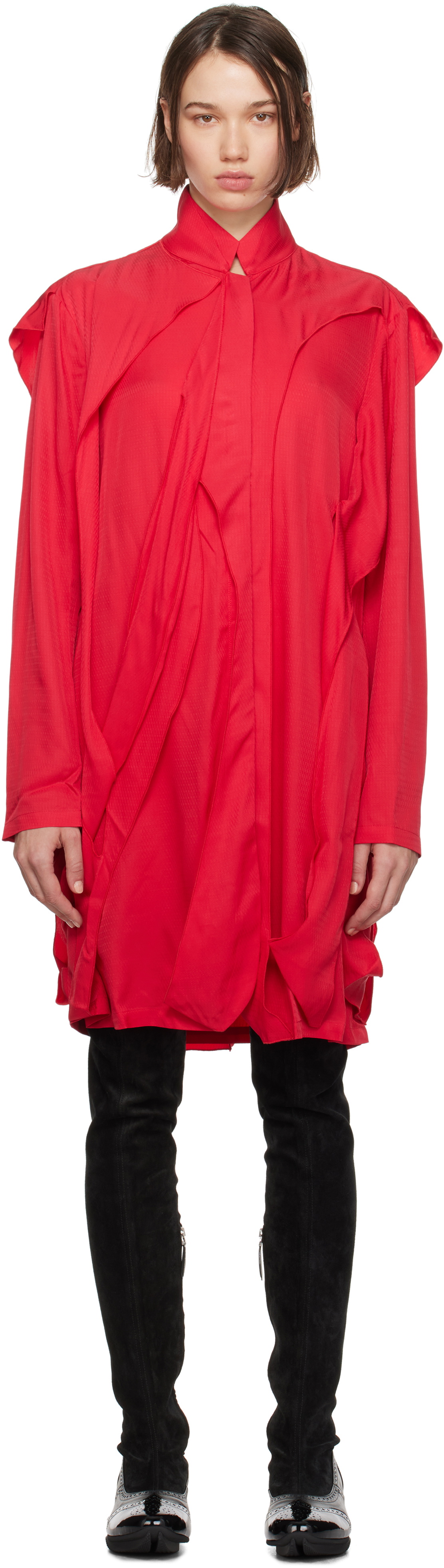 Kiko Kostadinov Red Potnia Shirt Midi Dress