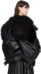 Junya Watanabe Black Padded Faux-Leather Jacket