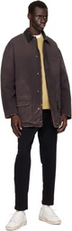 Golden Goose Purple Leather Collar Distressed Jacket