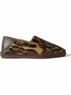 TOM FORD - Barnes Collapsible-Heel Leather-Trimmed Ocelot-Print Calf Hair Espadrilles - Brown