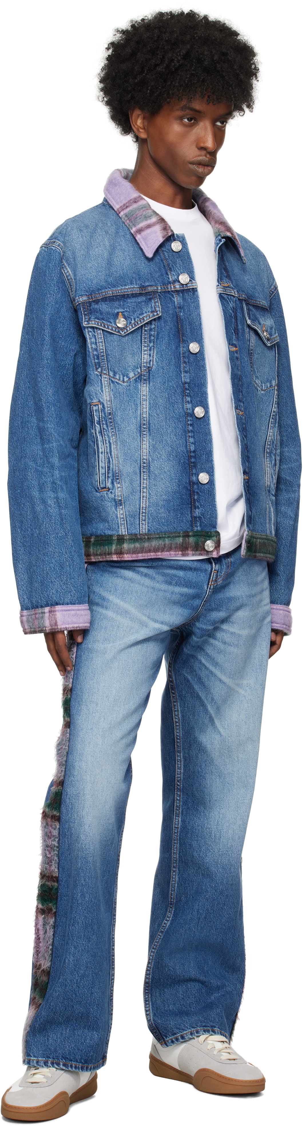 BLUEMARBLE Blue Tartan Denim Jacket