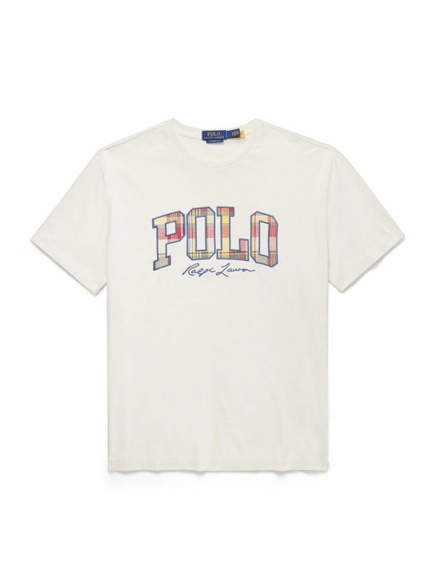 Photo: Polo Ralph Lauren - Logo-Appliquéd Embroidered Cotton-Jersey T-Shirt - Neutrals