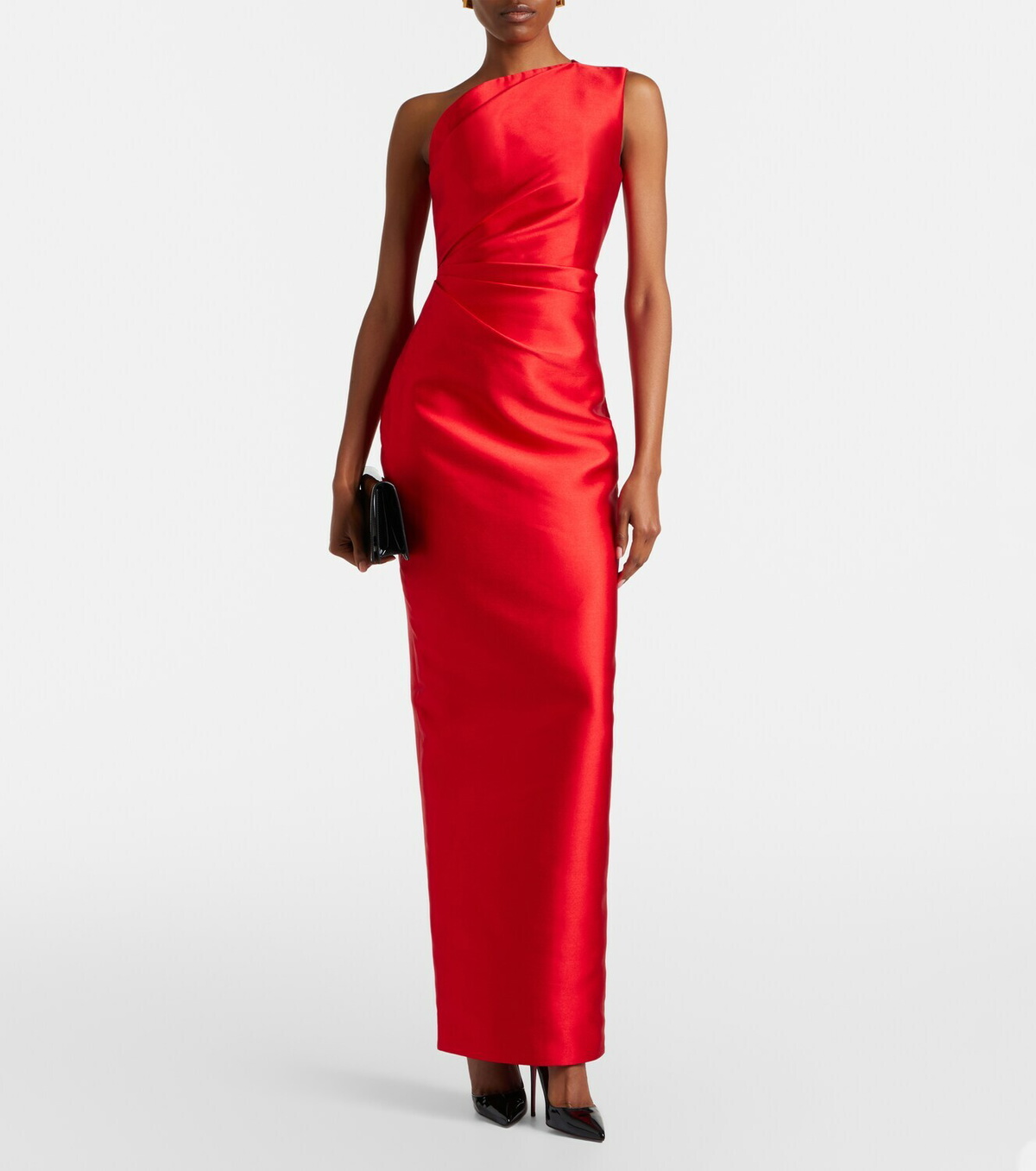 Solace London Kira draped one-shoulder satin maxi dress