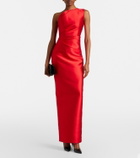 Solace London Kira draped one-shoulder satin maxi dress