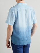 Hartford - Palm MC Camp-Collar Dip-Dyed Linen Shirt - Blue