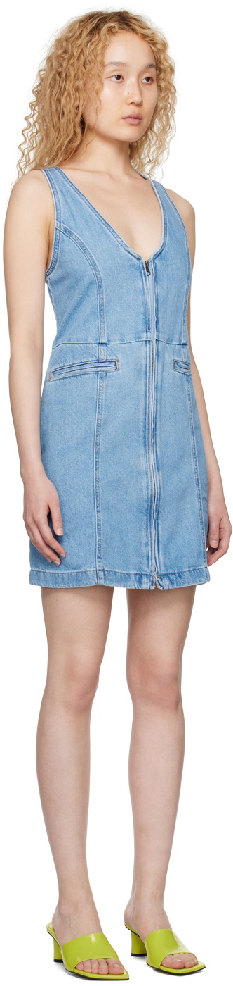 white christmas dresses Denim Wavy Cut-Out Puff Sleeve Mini Dress main image 1