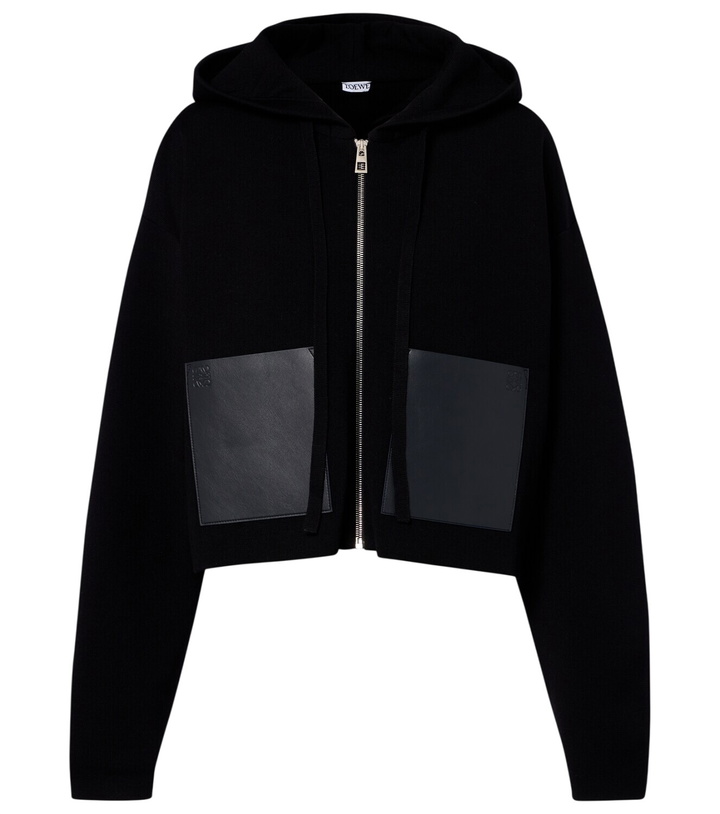 Photo: Loewe Leather-trimmed wool hoodie