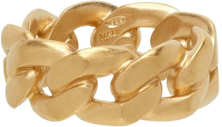 Photo: Maison Margiela Gold Semi-Polished Chain Ring