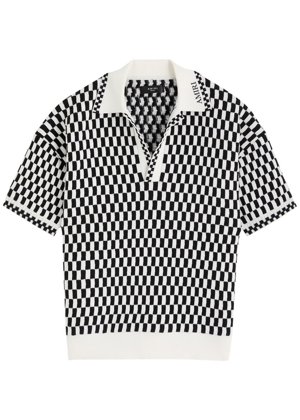 Photo: Amiri Checked Wool-blend Polo Shirt Black