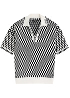Amiri Checked Wool-blend Polo Shirt Black