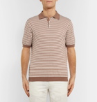 Altea - Striped Linen and Cotton-Blend Polo Shirt - Brown