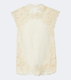 Ulla Johnson Amelie crochet-trimmed linen top