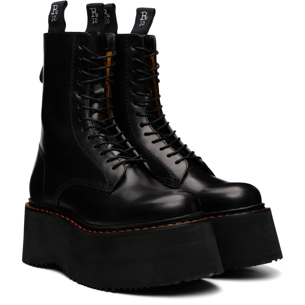 R13 Black Double Stack Boots