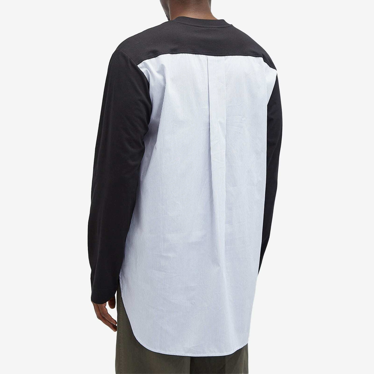 Dries Van Noten Men's Hemron Poplin Back Long Sleeve T-Shirt in