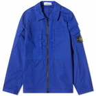 Stone Island Men's Garment Dyed Pocket Detail Zip Overshirt in Bright Blue