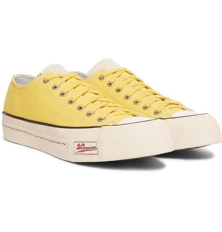 Photo: visvim - Skagway Leather-Trimmed Canvas Sneakers - Yellow